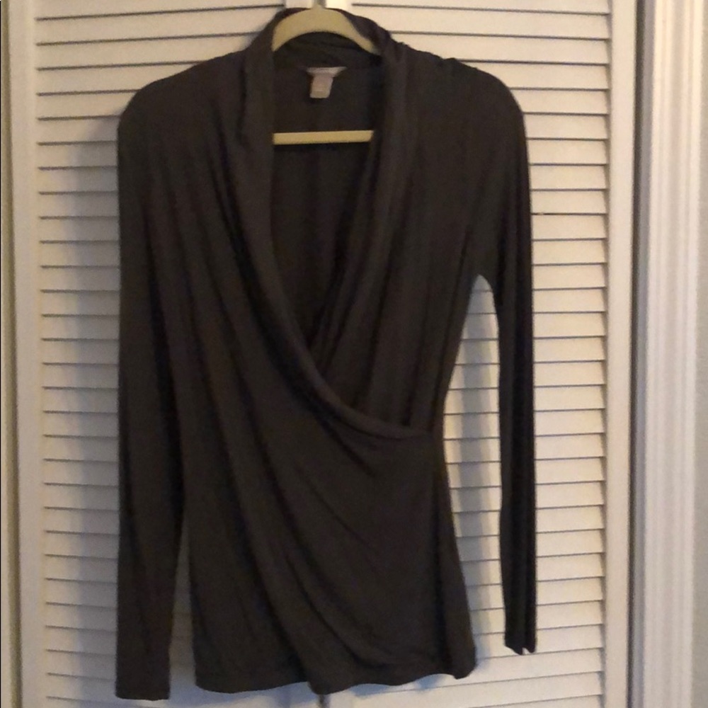 Faux Wrap Plunge neck top